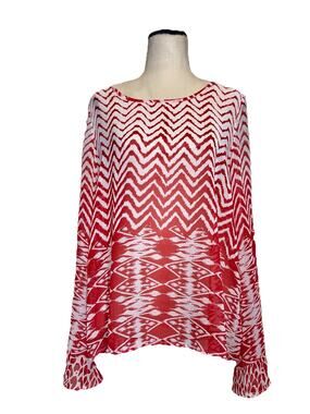 Altar'd State Boho Top Semi Sheer Peasant Shirt Flare‎ Slit Sleeves Women Small